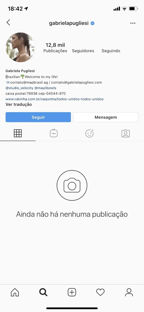 O perfil de Pugliesi é desativado