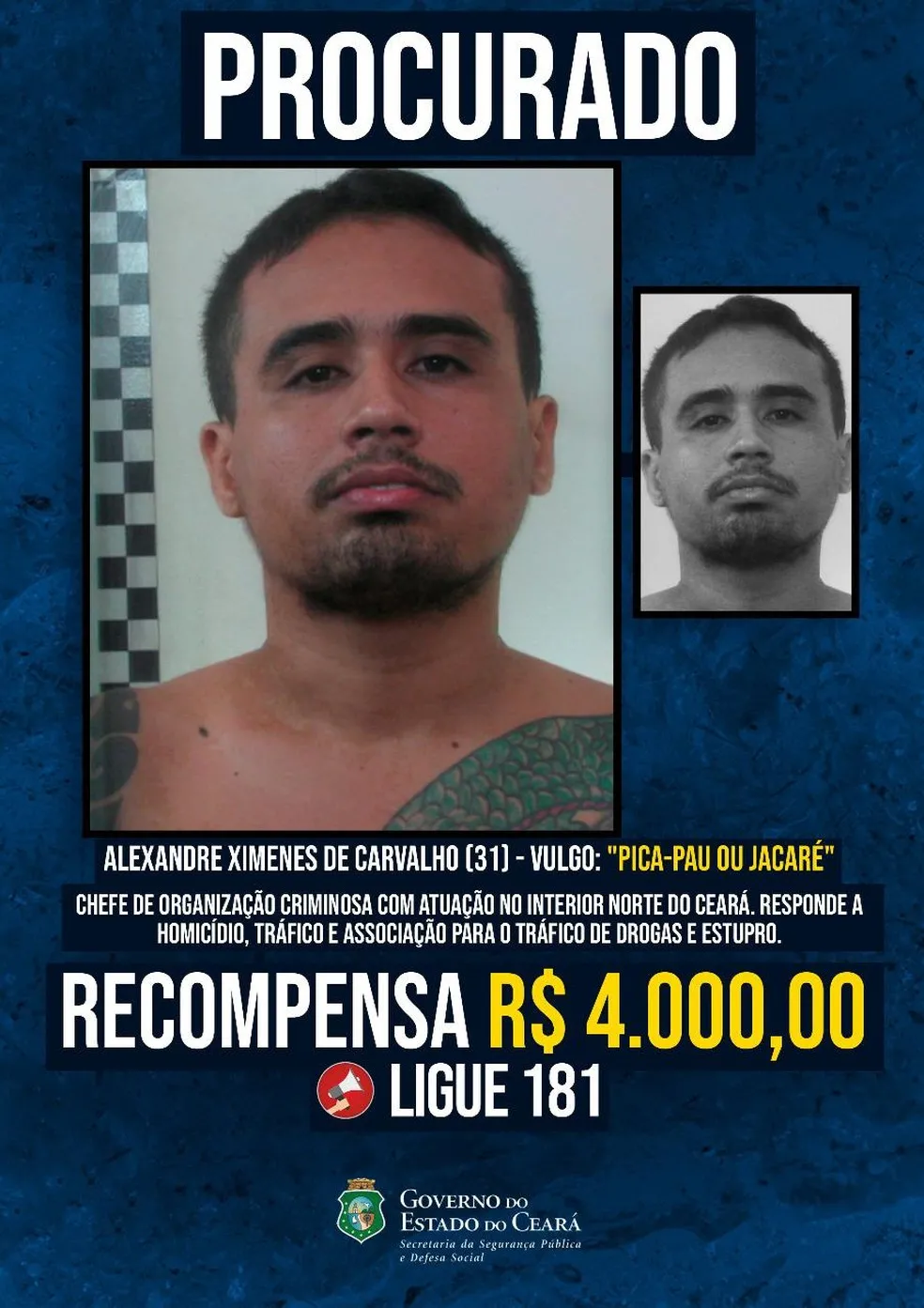 Foragido procurado pela polícia do Ceará