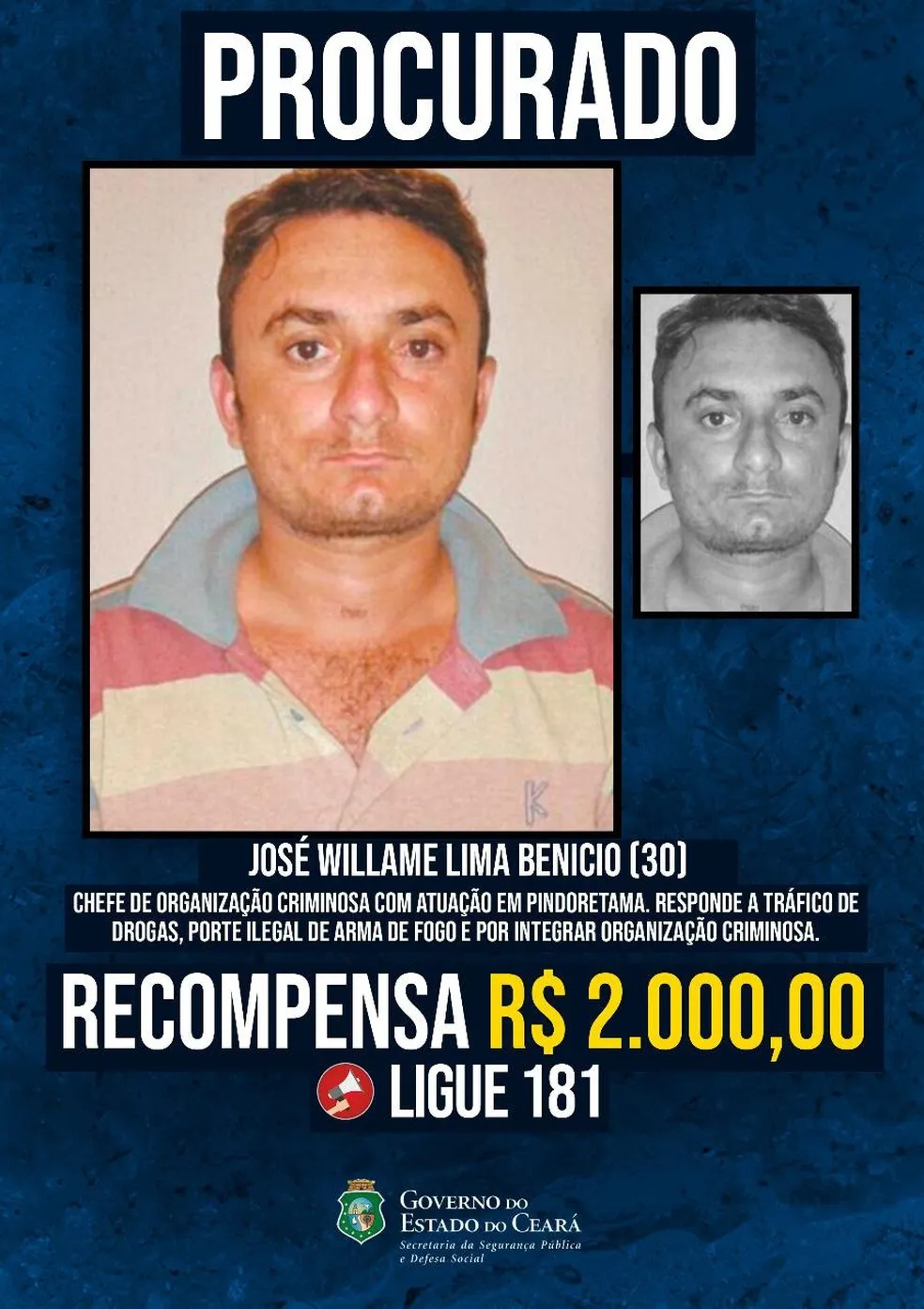 Foragido procurado pela polícia do Ceará