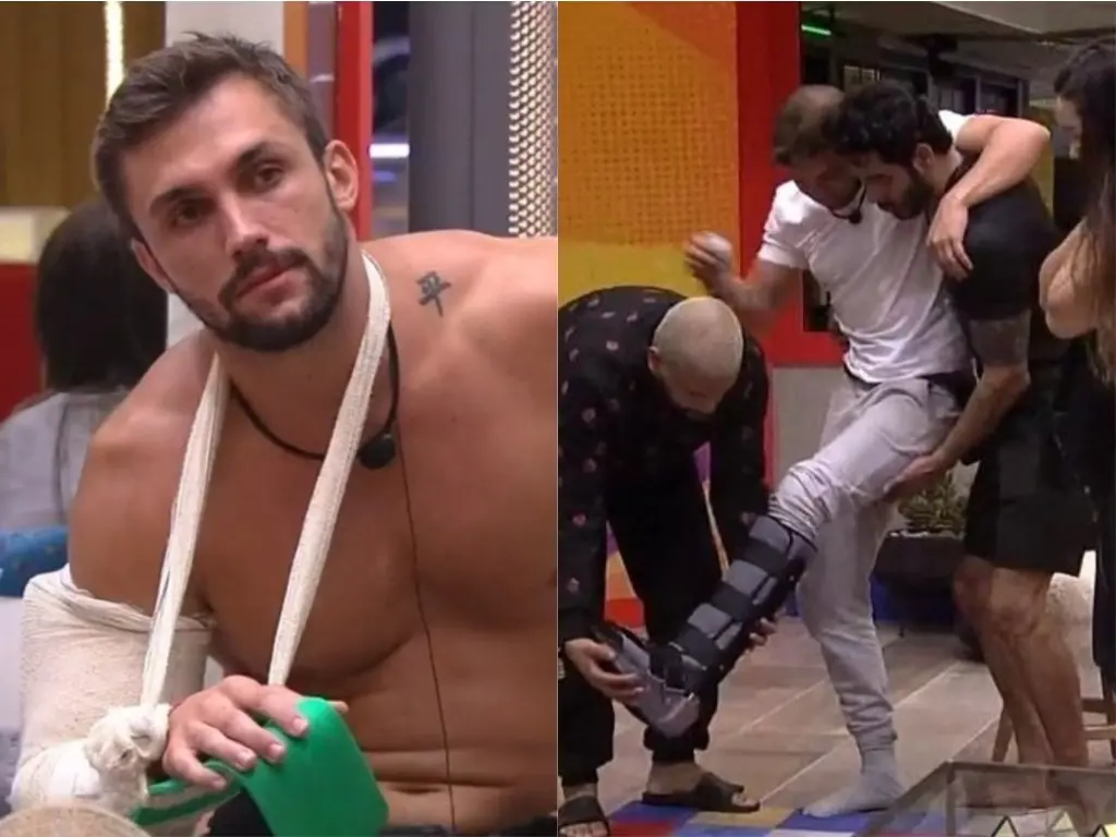 Imagem da notícia: BBB 21: Arthur desloca o ombro e Caio sofre lesão no pé em prova do líder 