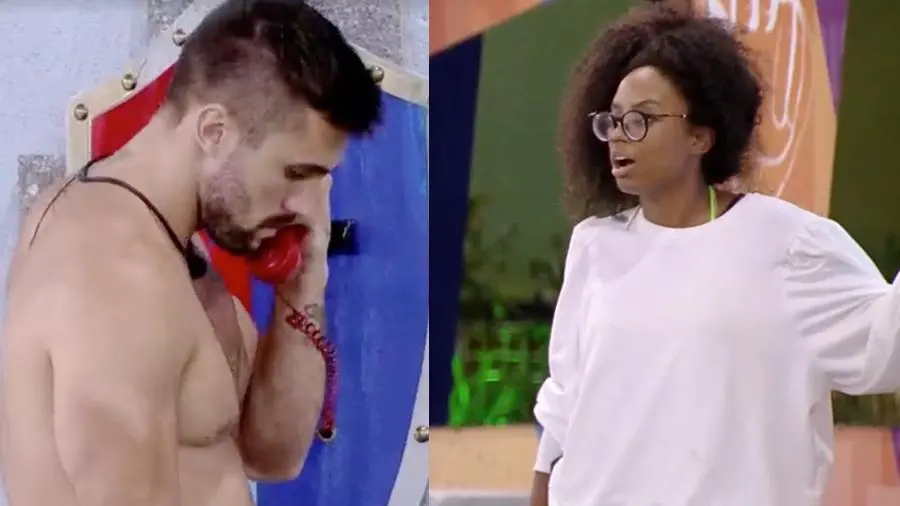 Imagem da notícia: BBB 21: Arthur e Lumena atendem trote do Big Fone e escutam a voz de Rafael Portugal
