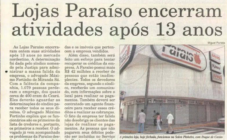 Lojas Paraíso encerram atividades em Fortaleza