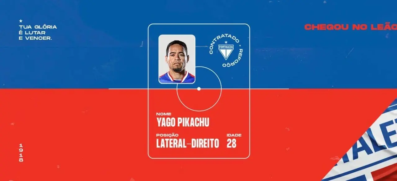 Imagem da notícia: Fortaleza anuncia contratação do lateral-direito Yago Pikachu