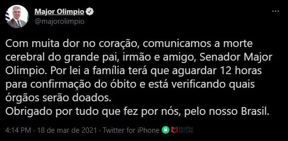 Twitter de Major Olímpio