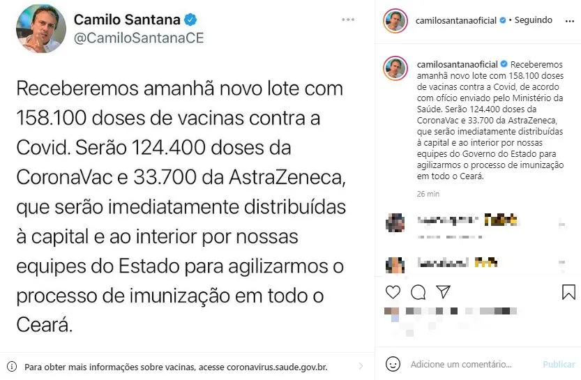 Camilo utilizou publicação no Instagram para confirmar novo lote