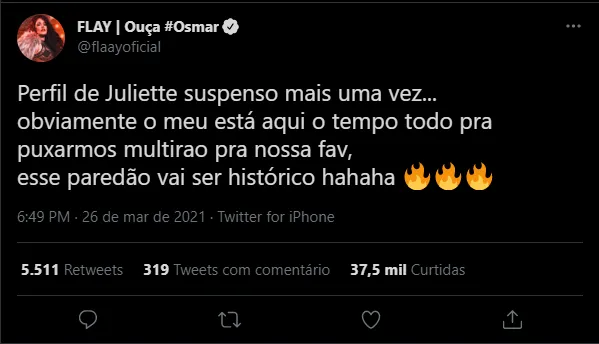 Flayslane, cantora e influenciadora que foi do BBB 20 prestou apoio