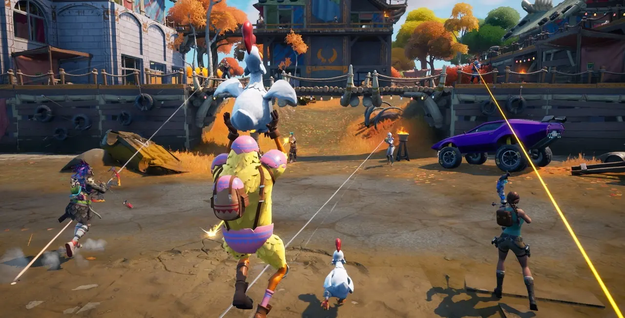 Cena de uma gameplay de Fortnite
