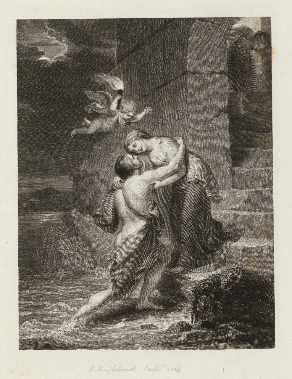 O reencontro de Ulisses e Penélope, em gravura de 1828, do inglês Francis Engleheart