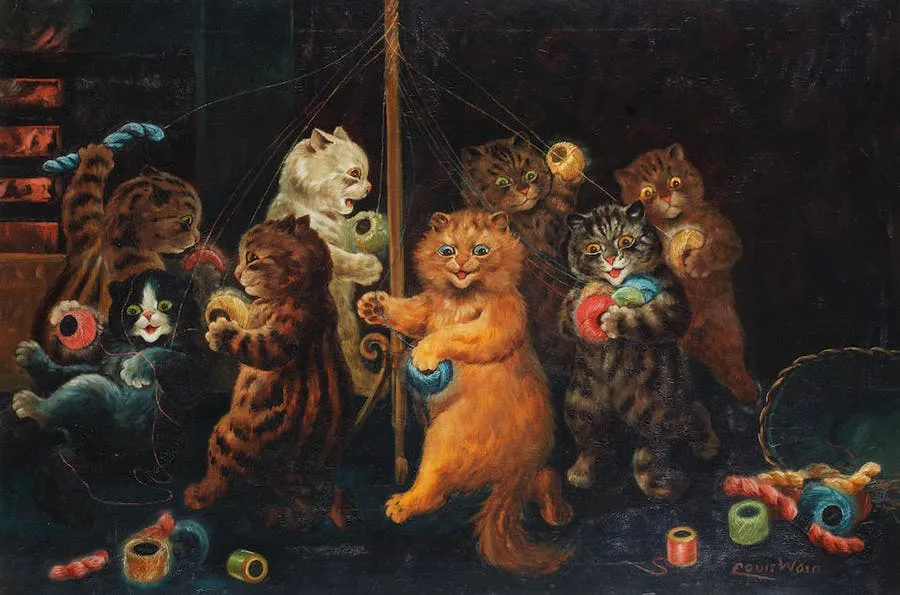 A arte de assistir gatos sendo gatos nas redes sociais tem raízes antigas. O pintor Louis Wain dedicou uma carreira de 60 anos a pintá-los