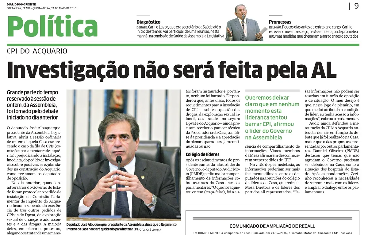 Tentativa de investigar a obra do Acquario gerou embates na Assembleia