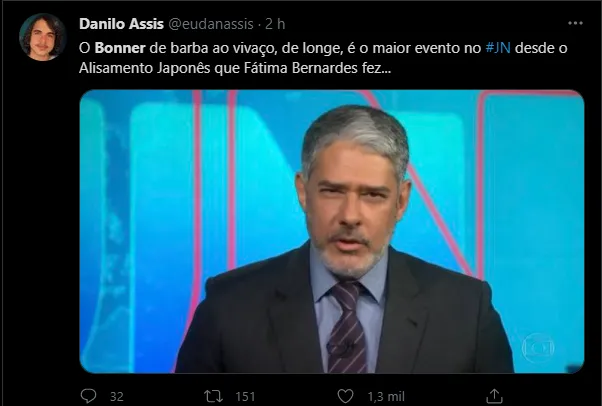 William Bonner virou meme nas redes sociais pelo visual com barba e bigode