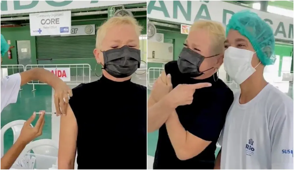 Imagem da notícia: Xuxa comemora a 1ª dose da vacina contra a Covid-19: 'Chegou meu dia'