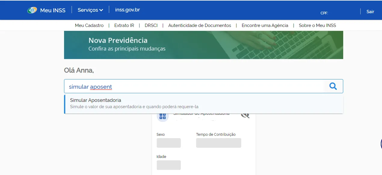 Simulação para saber quanto tempo falta para se aposentar