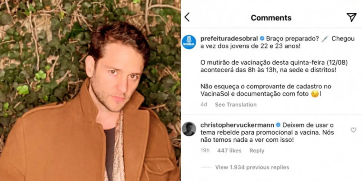 Imagem da notícia: Christopher Uckermann, do RBD, critica uso da imagem do grupo para promover vacinação em Sobral 