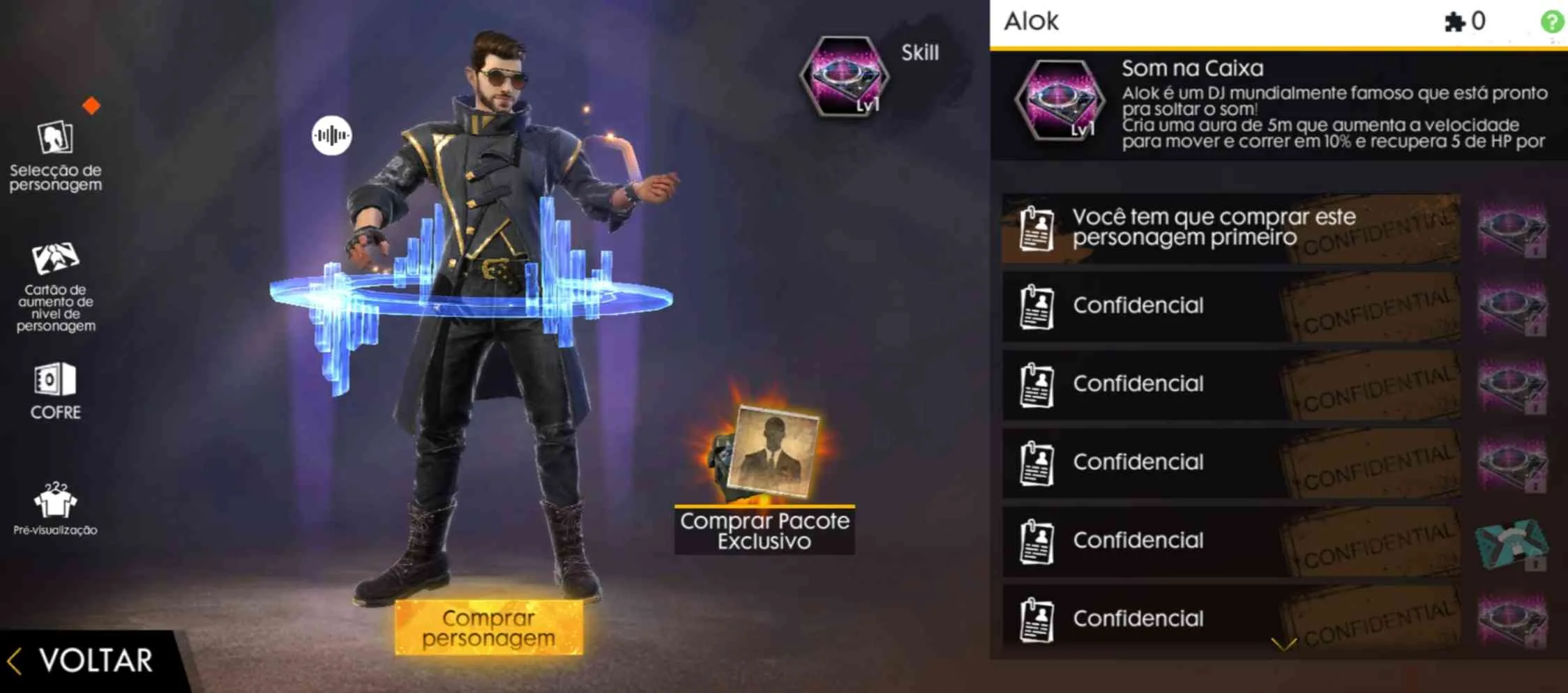 Personagem de Alok dentro do jogo Free Fire