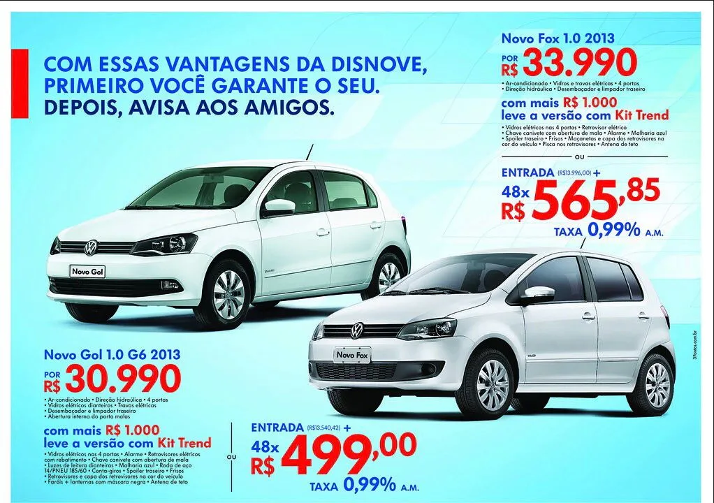 Anúncio de concessionária em 2013