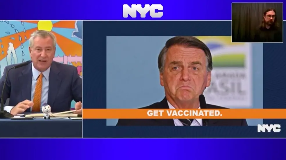 Imagem da notícia: 'Se não quer se vacinar, nem precisa vir', diz prefeito de Nova York sobre Bolsonaro
