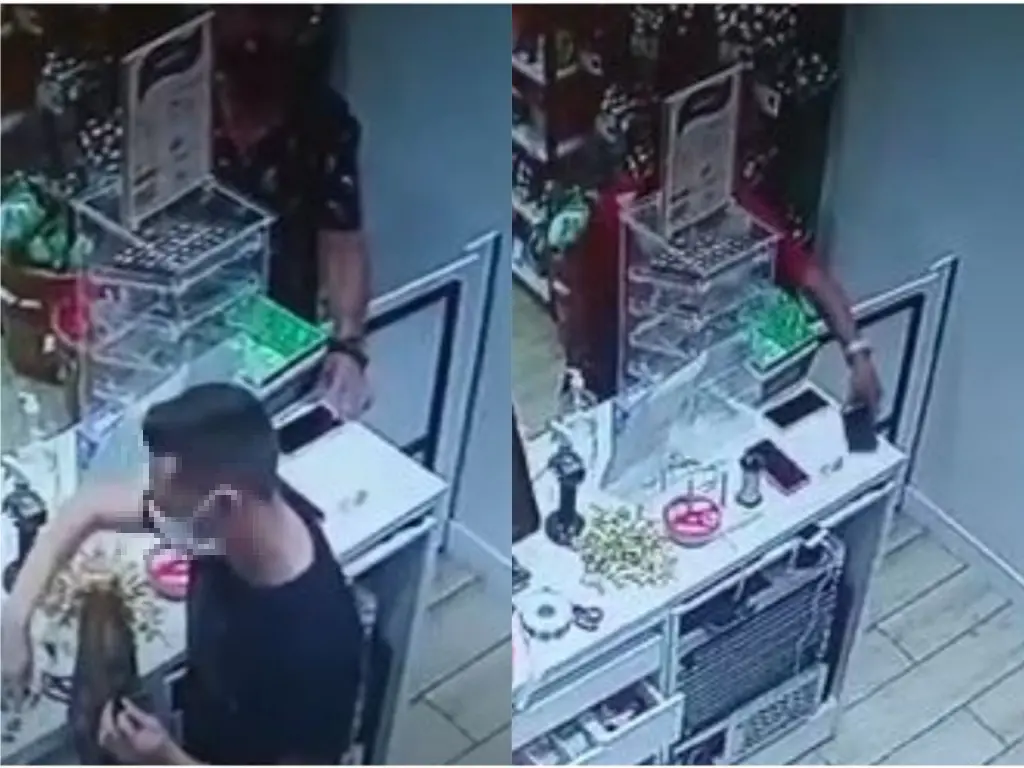 Imagem da notícia: Câmera flagra furto de celulares em loja de chocolate no Meireles