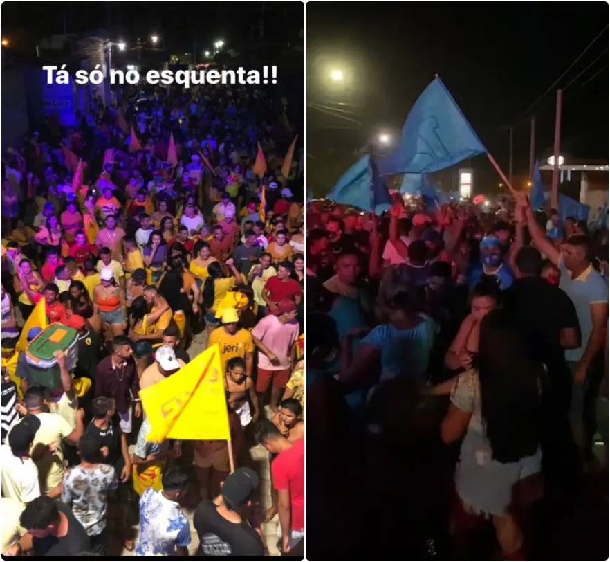 Imagem da notícia: Micareta eleitoral toma as ruas de Jaguaruana com aglomerações em atos de campanha
