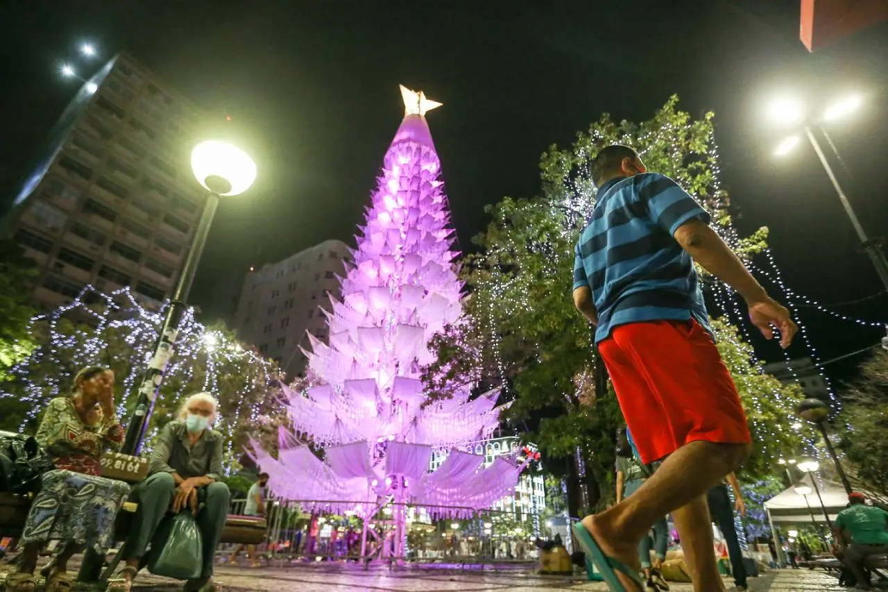 Praça do Ferreira decorada para o natal