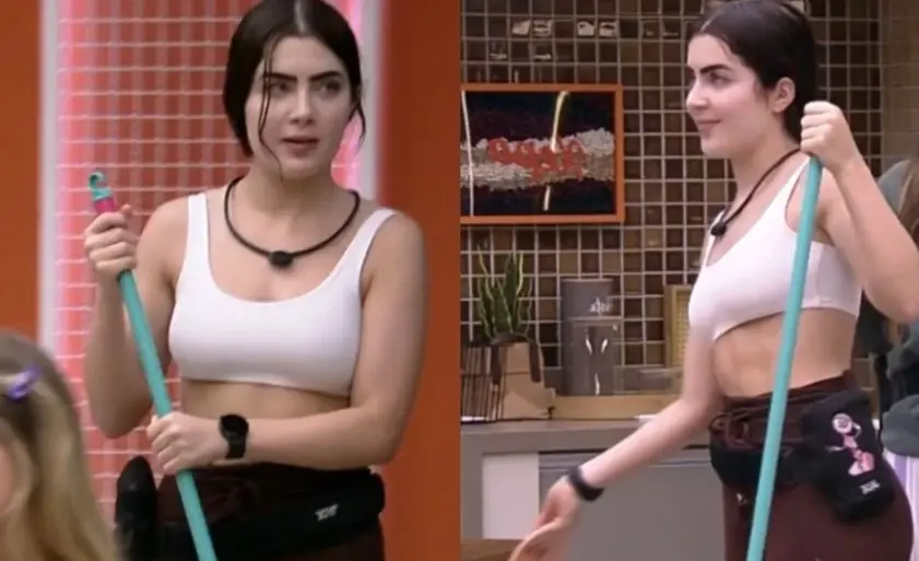 Imagem da notícia: Jade Picon aprende a varrer dentro da casa do BBB 22 e vira meme na internet