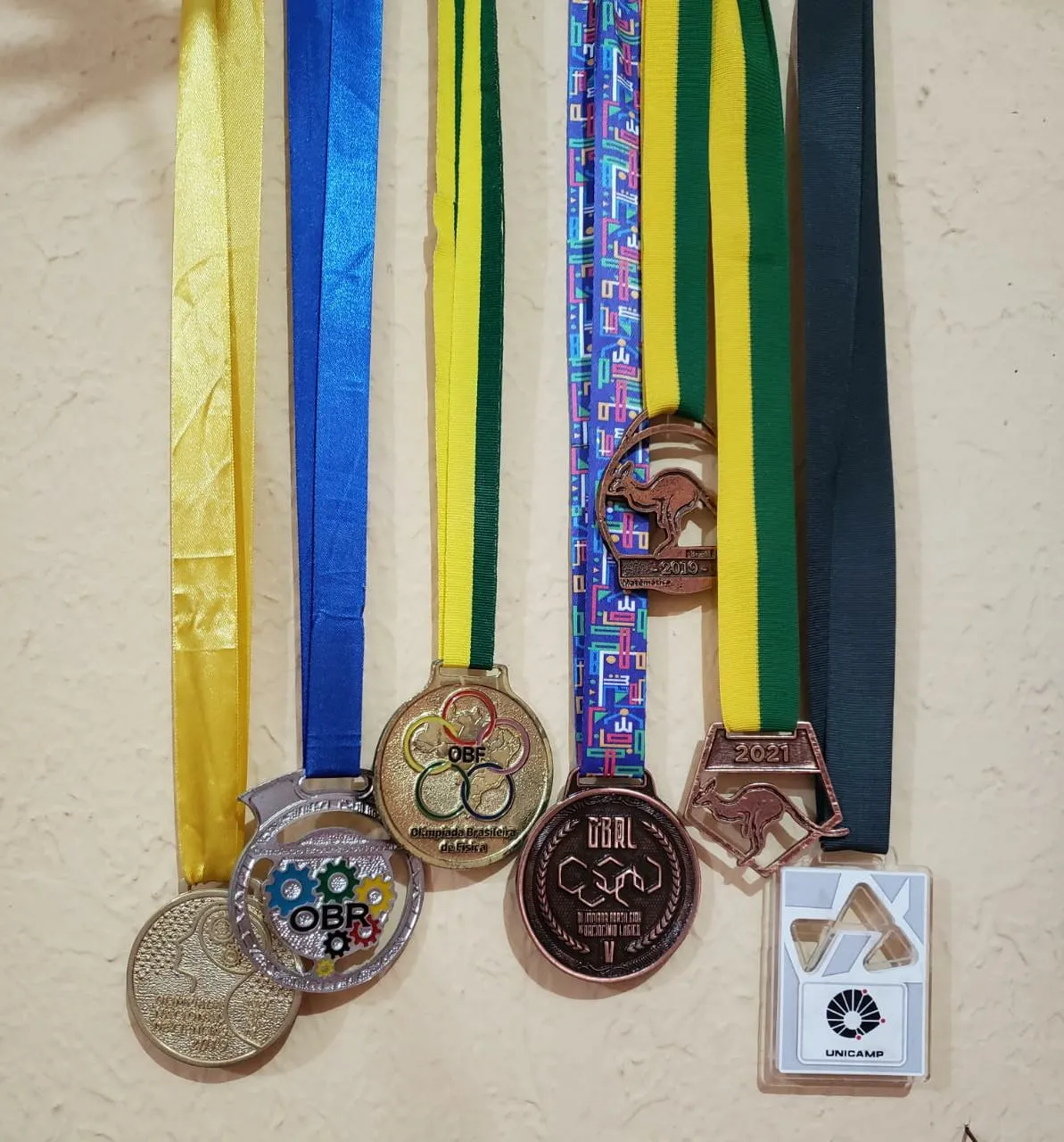 Parte das medalhas conquistadas por Cássia em olimpíadas de física e química
