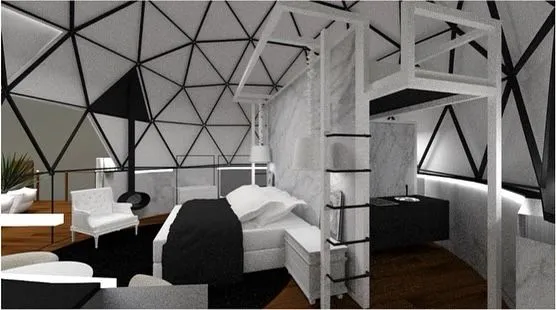 Quarto do Dom Glamping traz estrutura de luxo