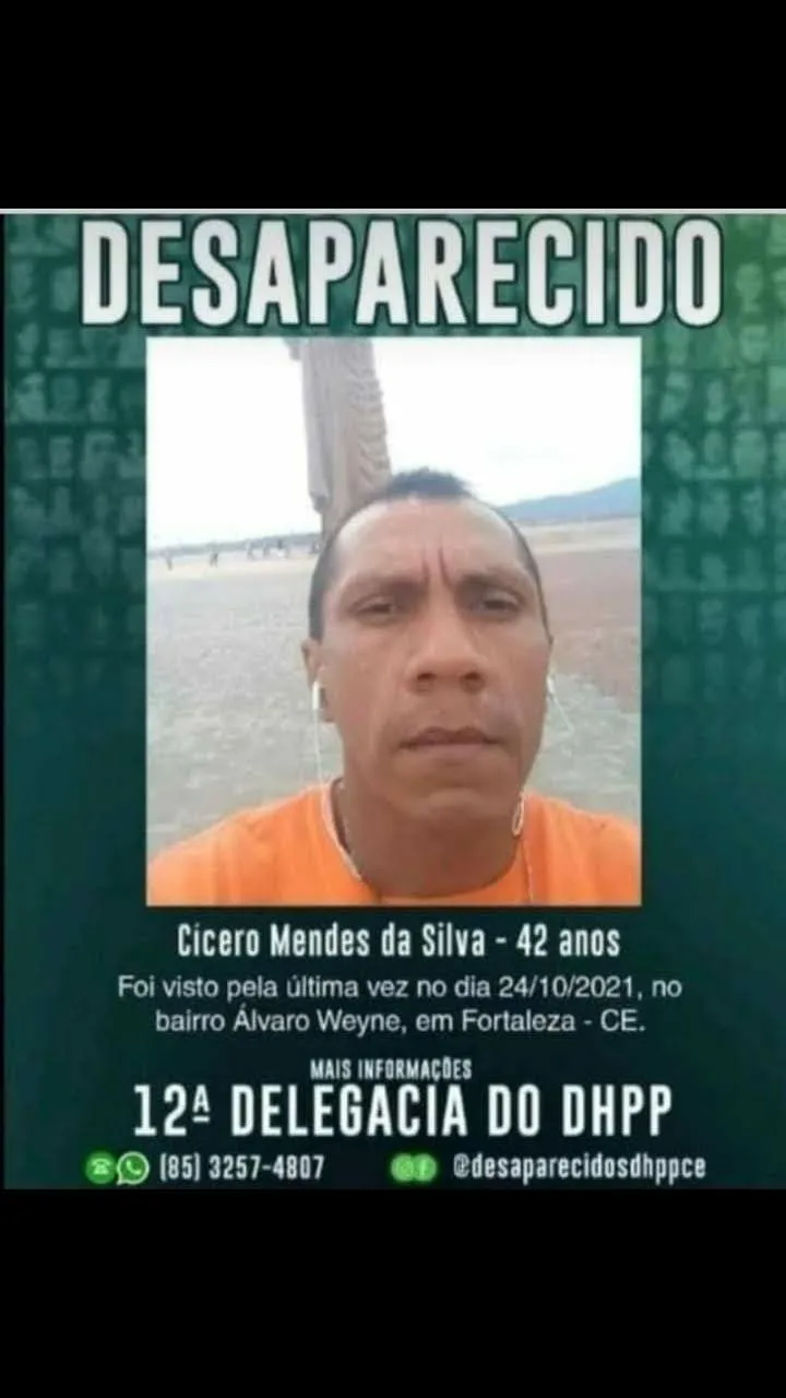 Cícero Mendes da Silva, 42 anos, desaparecido há 4 meses no Ceará