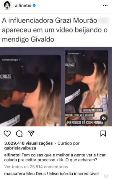 Atriz Grazi Massafera reagiu ao caso em uma página do Instagram