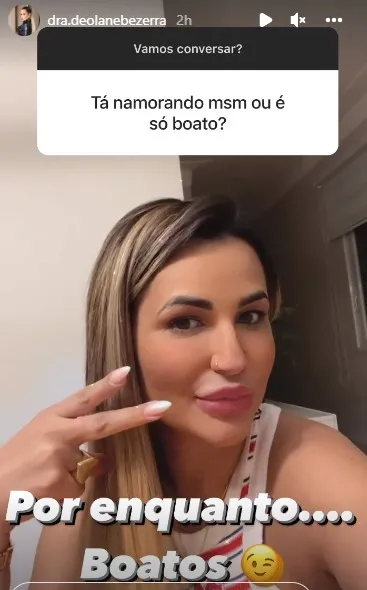 Deolane publicou nos stories, do Instagram