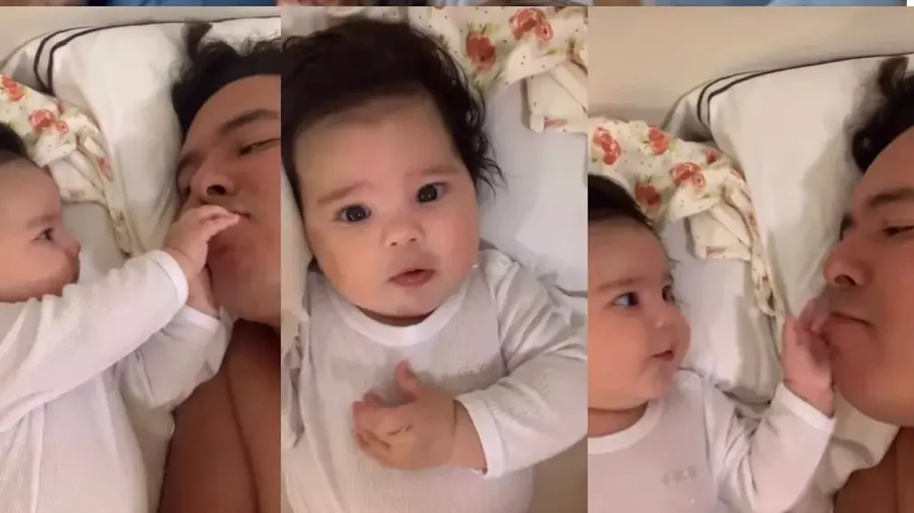 Imagem da notícia: Esposa de Aleksandro posta vídeo do sertanejo com a filha de 1 ano: 'tão presente em nossas vidas'