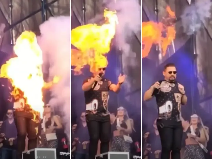 Imagem da notícia: Xand Avião tranquiliza fãs após acidente com fogo em show: 'estou bem'