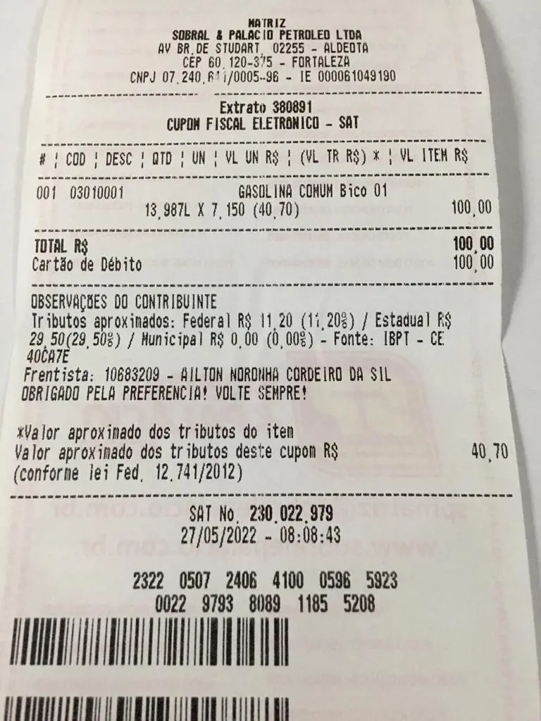 Imagem da notícia: Gasolina: 13,98 litros custam R$ 100, mas R$ 40,70 são impostos