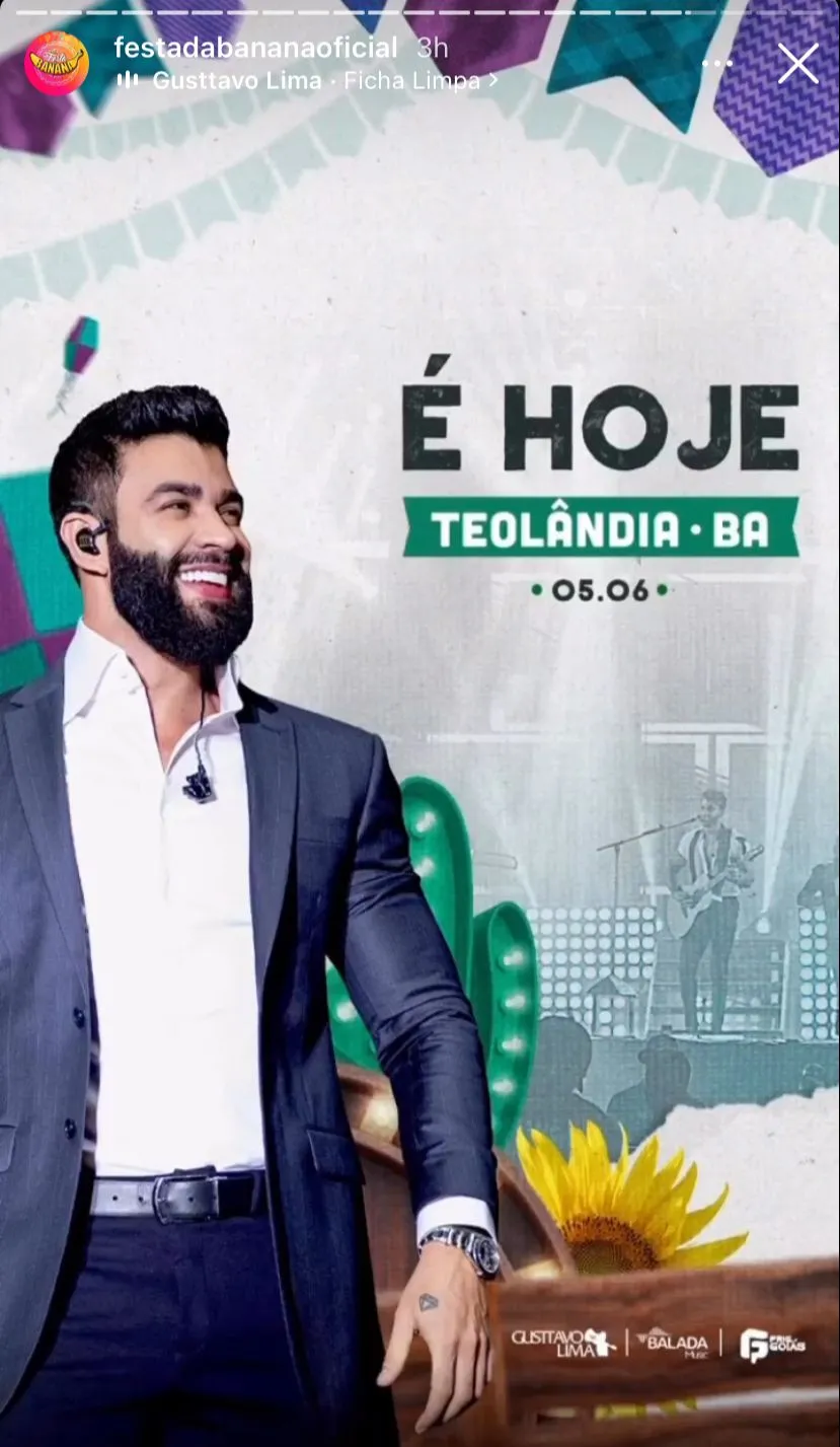 Festa mantém divulgação do cantor, mesmo após decisão do STJ.