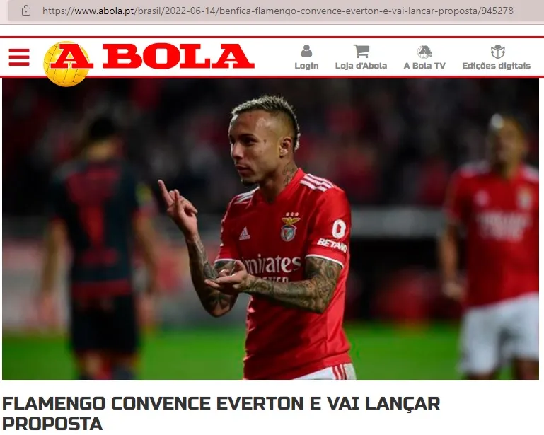 Everton deve ser jogador do Flamengo ainda nesta temporada.