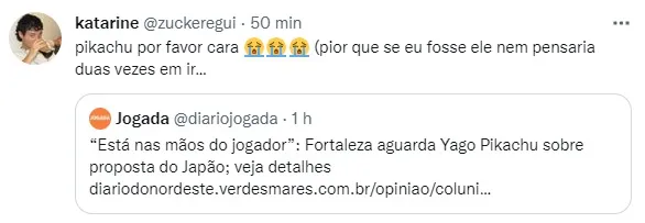 Torcida comenta possível saída de Pikachu.