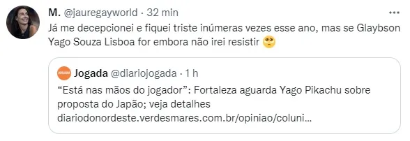 Torcida comenta possível saída de Pikachu.