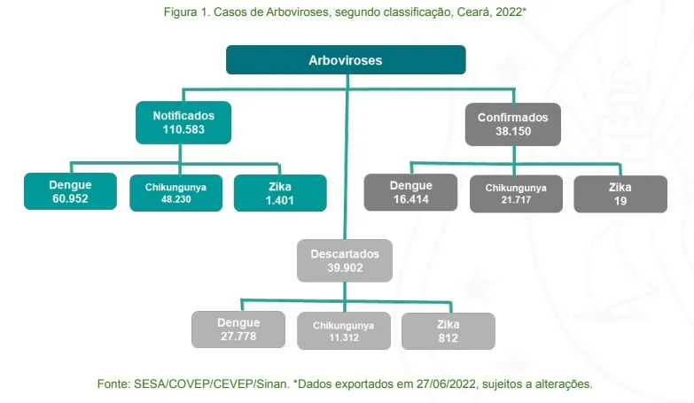 Boletim epidemiológico das arboviroses no Ceará foi atualizado nesta quinta-feira (7).