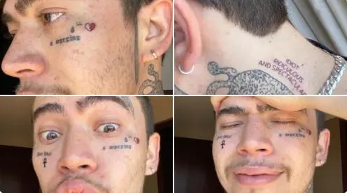 Imagem da notícia: Whindersson Nunes mostra novas tatuagens que fez no rosto