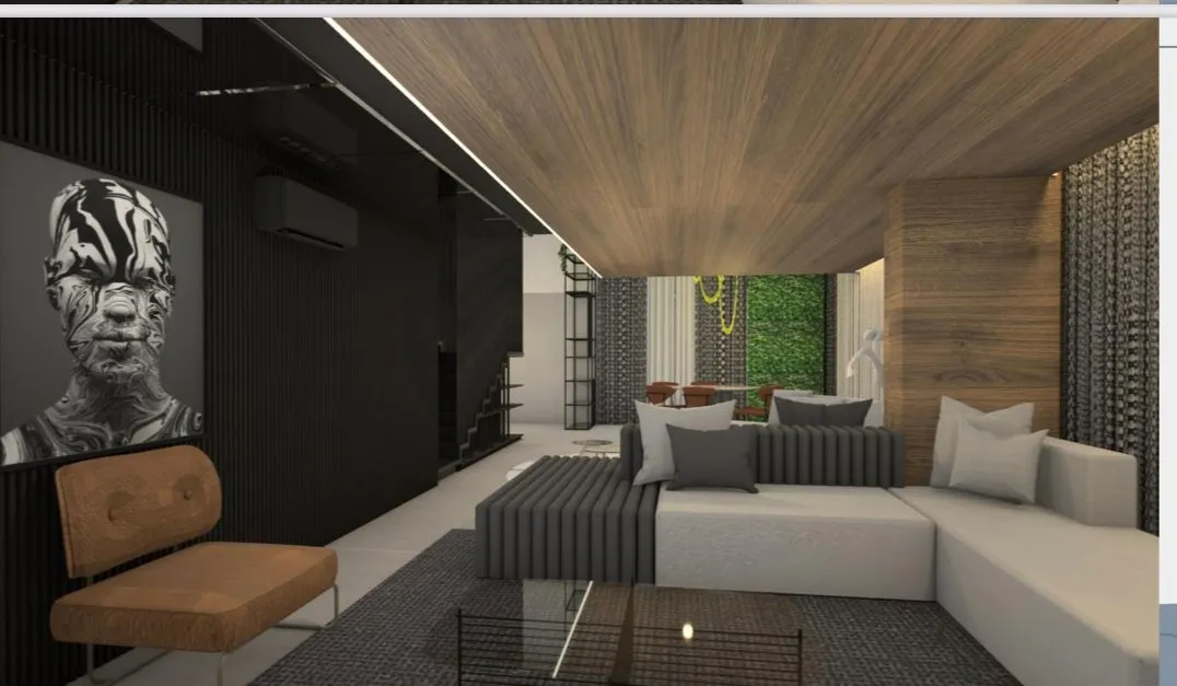 Sala de estar do novo apartamento de Matuê