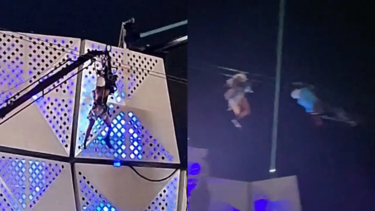 Imagem da notícia: Mulher fica presa em tirolesa do Rock in Rio; veja imagens 
