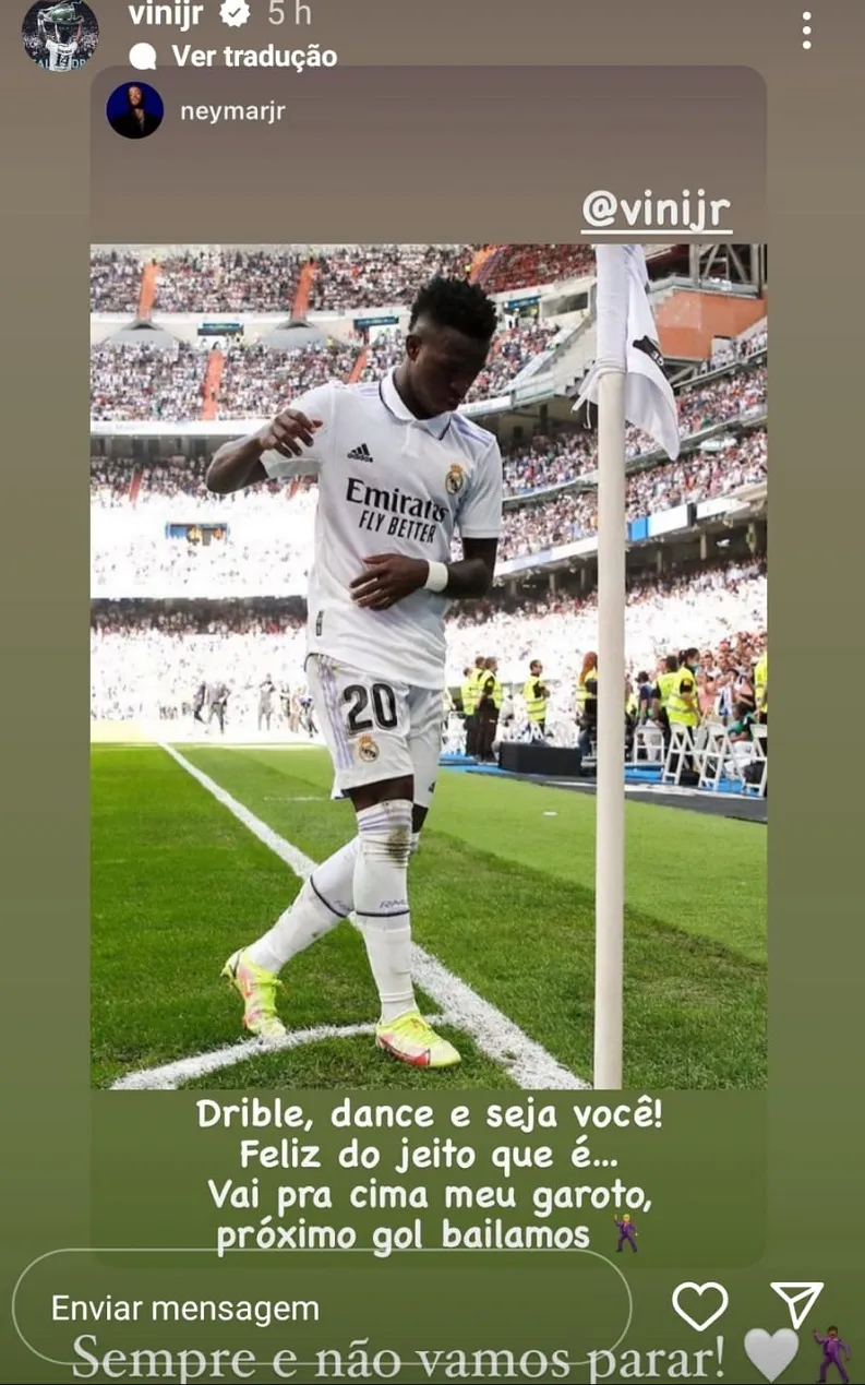 Neymar repostou foto do amigo durante a comemoração e demonstrou apoio.
