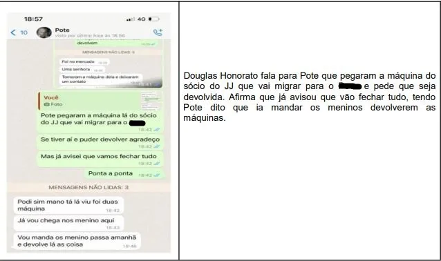 Trecho das conversa acompanha pela Polícia