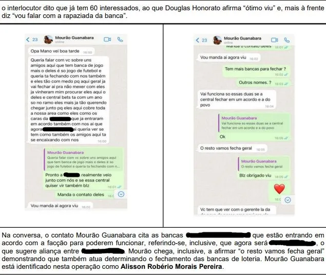 Na conversa, os suspeitos falam sobre fechar bancas