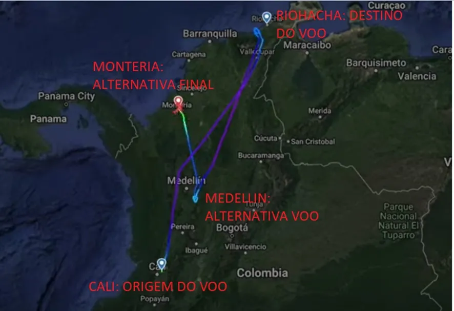 Rota do voo da Viva Air