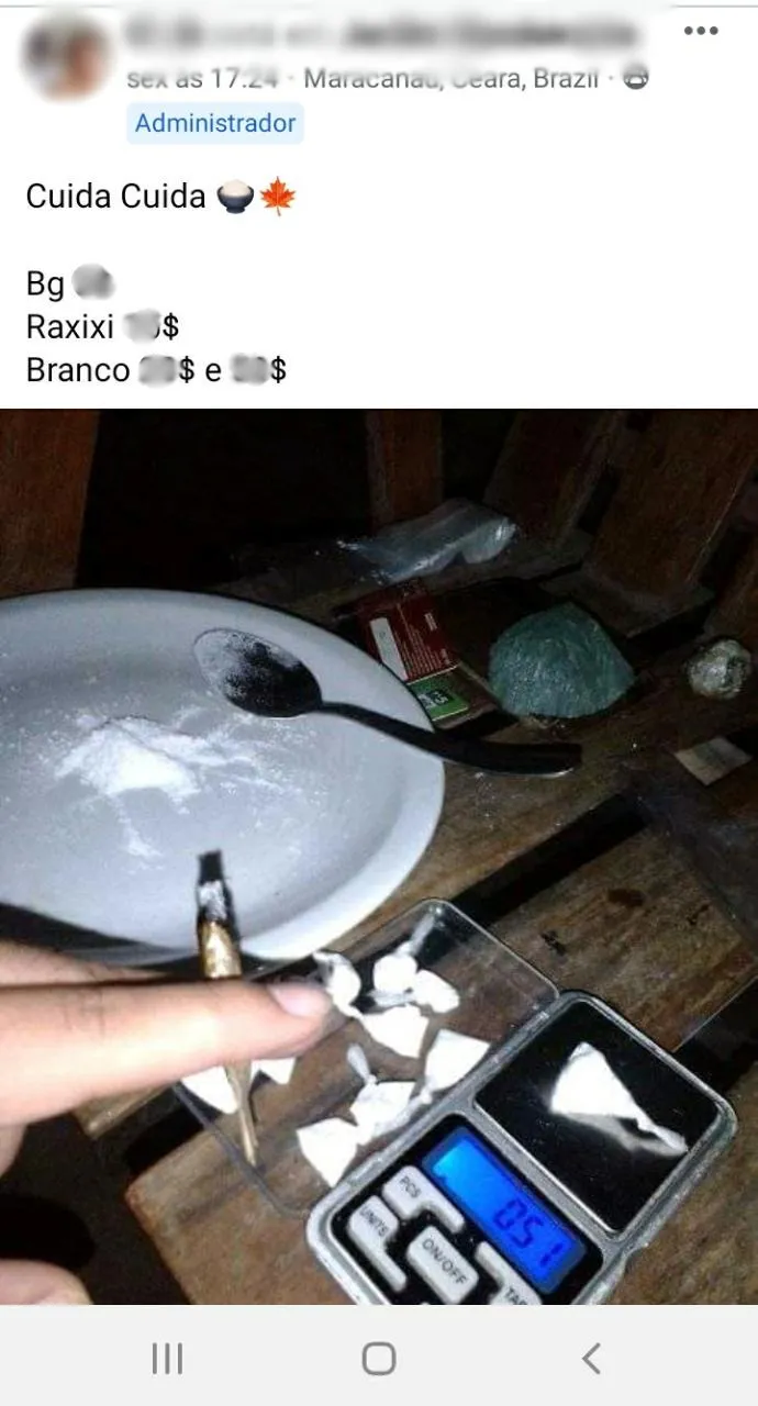 Registro das drogas era compartilhado nas redes sociais