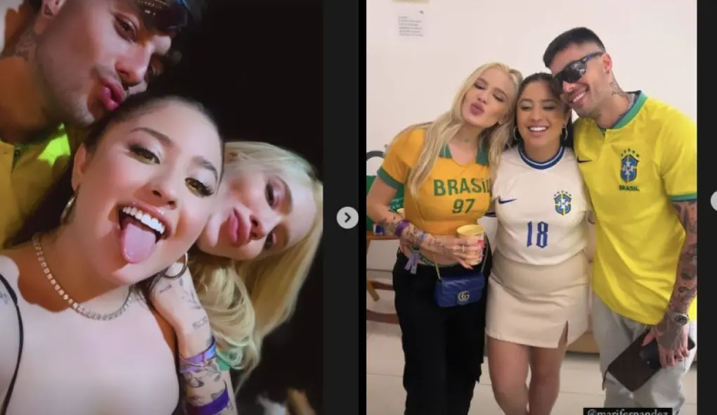 Imagem da notícia: Mari Fernandez publica foto com Karoline Lima e Gui Araújo: 'Meu casal' 
