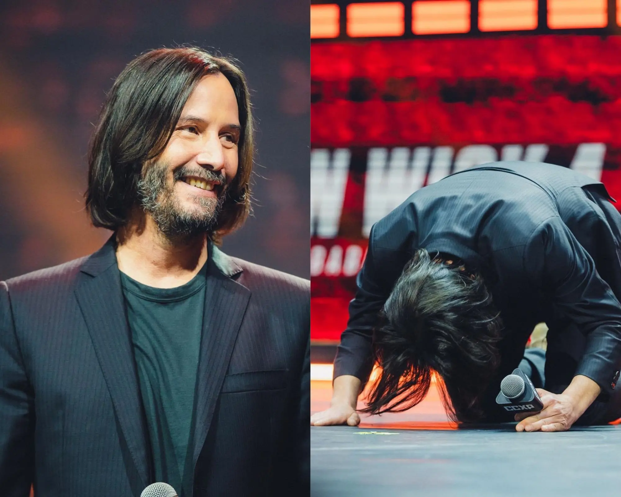 Imagem da notícia: Keanu Reeves se ajoelha diante de brasileiros na CCXP 2022