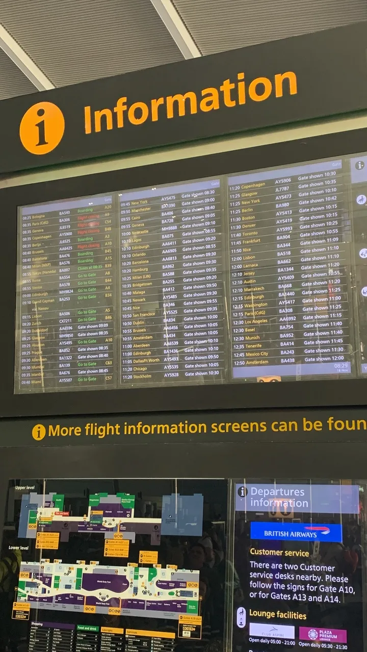 Tábua de voos no Aeroporto de Heathrow