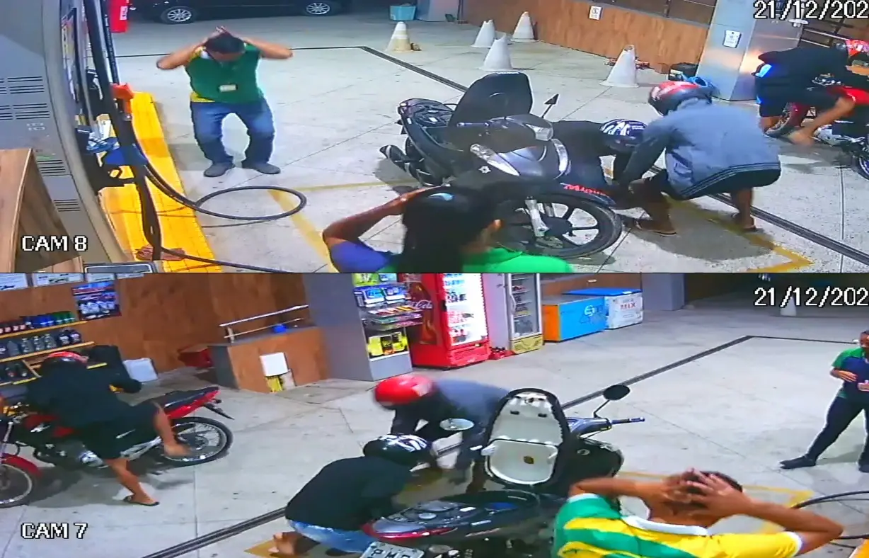 Imagem da notícia: Dupla armada em moto faz assalto e leva pertences de clientes em posto de gasolina em Ipu 